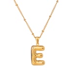 Gold color / 1 Piece Simple Casual Style Letter E Shape Stainless Steel  Gold Color Women's Pendant Necklace Picture4